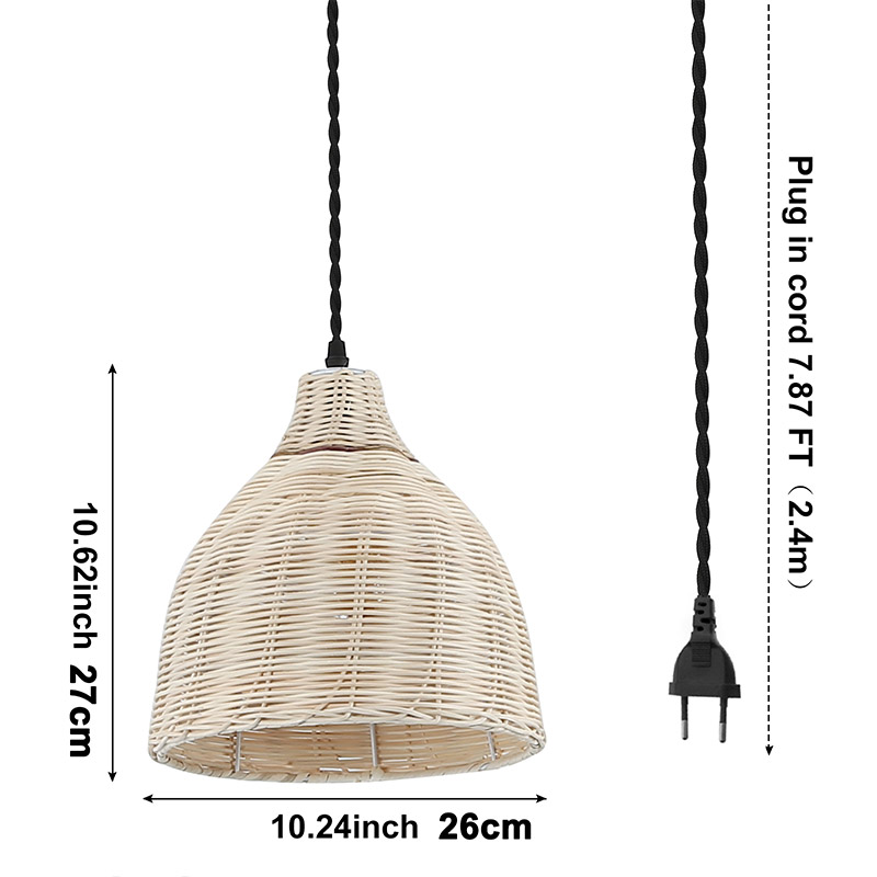 Dimension lampe en osier